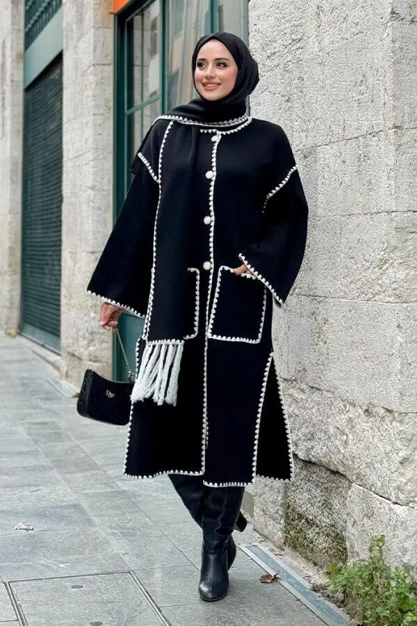 Triko Atkılı Hırka 12156 Siyah - 7