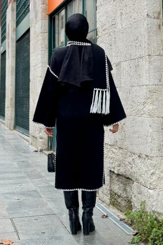 Triko Atkılı Hırka 12156 Siyah - 8