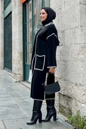 Triko Atkılı Hırka 12156 Siyah - 9