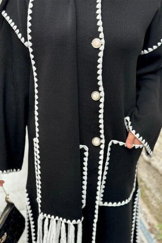 Triko Atkılı Hırka 12156 Siyah - 10