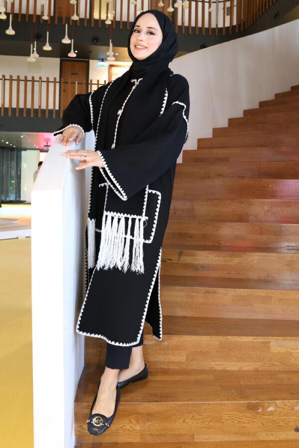 Triko Atkılı Hırka 12156 Siyah - 12