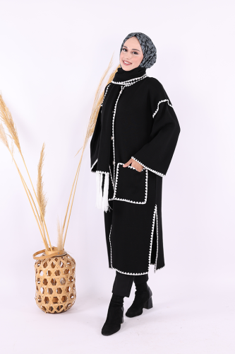 Triko Atkılı Hırka 12156 Siyah - 3