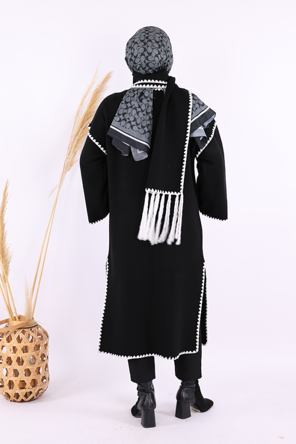 Triko Atkılı Hırka 12156 Siyah - 4