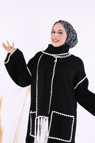 Triko Atkılı Hırka 12156 Siyah - 5