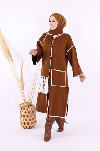 Triko Atkılı Hırka 12156 Taba - Bym Fashion (1)