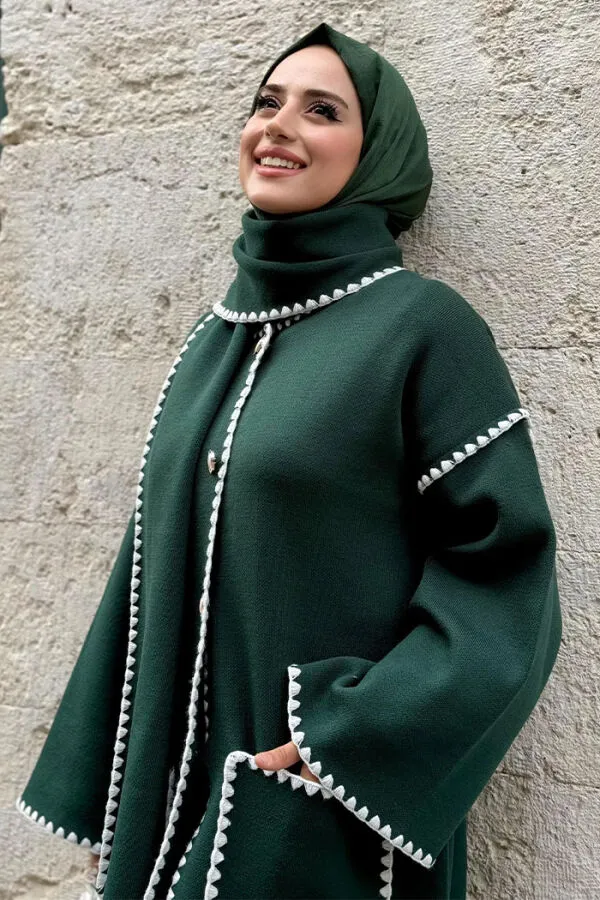 Triko Atkılı Hırka 12156 Zümrüt - 9