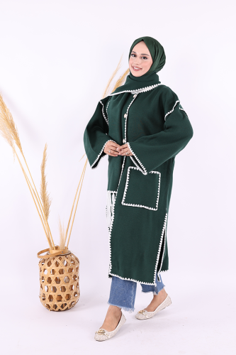 Triko Atkılı Hırka 12156 Zümrüt - Bym Fashion (1)