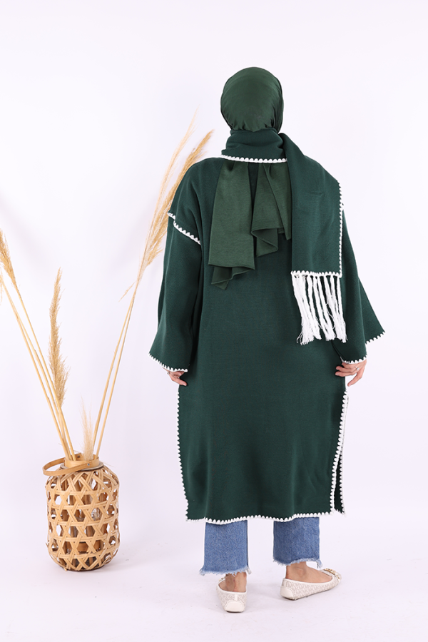 Triko Atkılı Hırka 12156 Zümrüt - 3