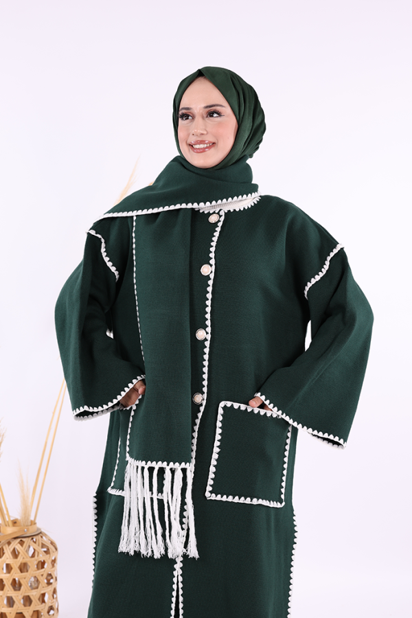 Triko Atkılı Hırka 12156 Zümrüt - 4