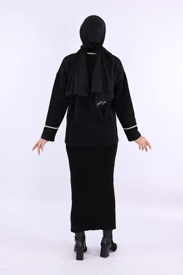 İnci Detay Sakallı Hırka 12620 Siyah - 7