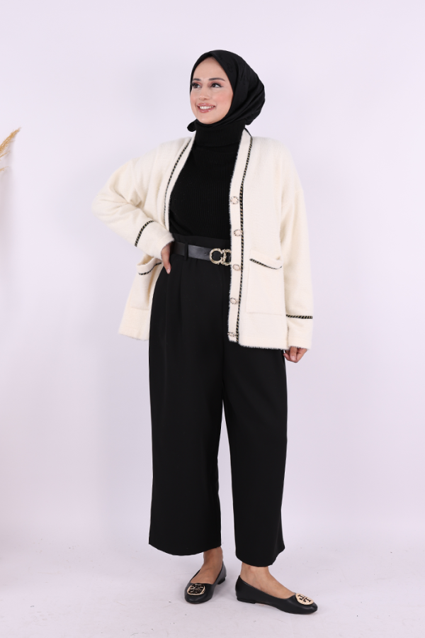 İnci Detay Sakallı Hırka 12620 Taş - 6