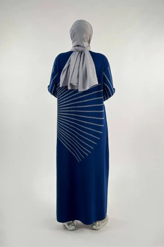 18306 Sim Detay Triko Elbise Lacivert - Bym Fashion (1)