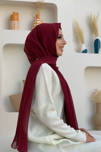 2019 Şifon Şal Bordo - Bym Fashion (1)