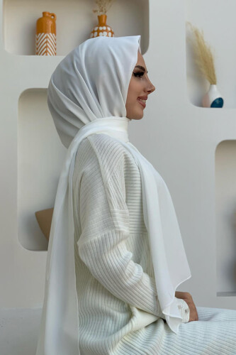 2019 Şifon Şal Ekru - Bym Fashion (1)