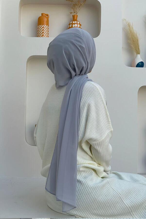 2019 Şifon Şal Gri - 3