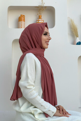 2019 Şifon Şal Gül Kurusu - Bym Fashion (1)