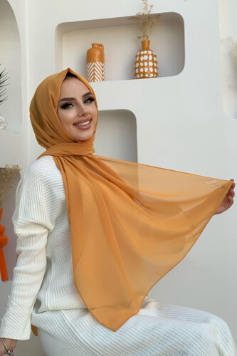 2019 Chiffon Shawl Mustard - Bym Fashion