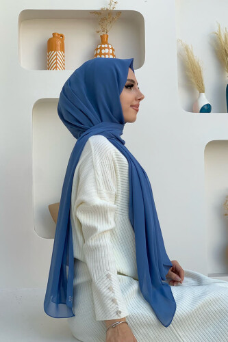 2019 Şifon Şal İndigo - Bym Fashion (1)