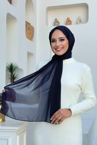 2019 Şifon Şal Lacivert - Bym Fashion (1)