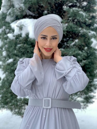 2021 شال فضي رمادي - 1