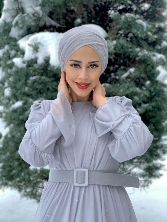 2021 شال فضي رمادي - 1