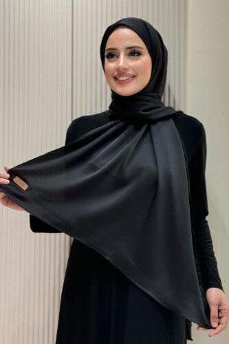 2024 Kobe Saten Şal Siyah - 1