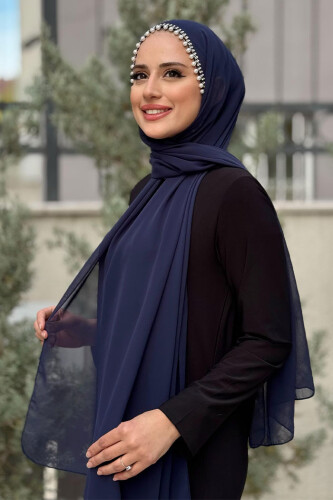 İncili Şal 2028 Lacivert - 2