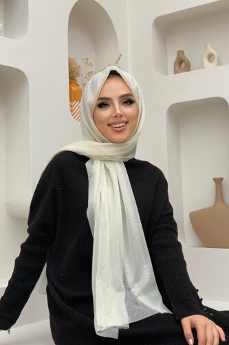 2060 Silvery Shawl Ecru - Bym Fashion