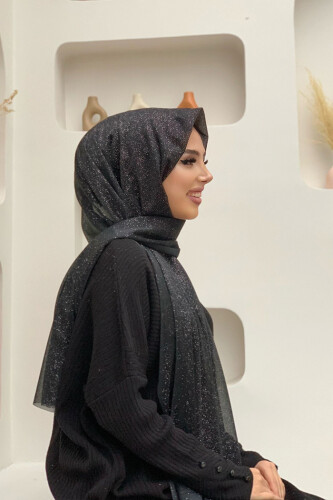2060 Silvery Shawl Black - Bym Fashion (1)
