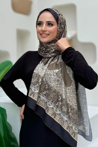 Desenli Pamuk Şal 2065 Siyah - 6