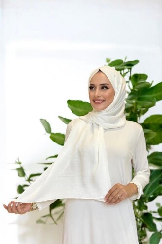 2070 Pamuk Bambu Şal Ekru - Bym Fashion