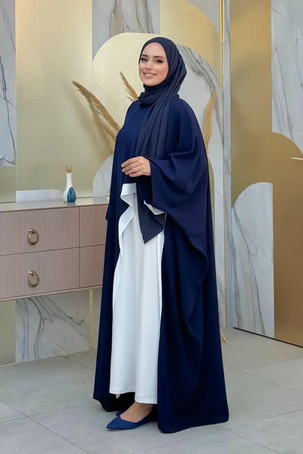 Şeritli Yandan Yırtmaç Detay Uzun Tunik 2742 Lacivert - 1