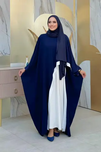 Şeritli Yandan Yırtmaç Detay Uzun Tunik 2742 Lacivert - Bym Fashion (1)