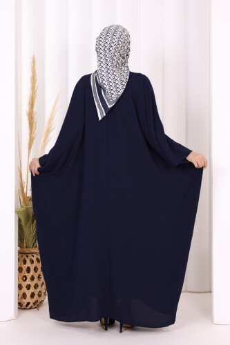 Şeritli Yandan Yırtmaç Detay Uzun Tunik 2742 Lacivert - 8