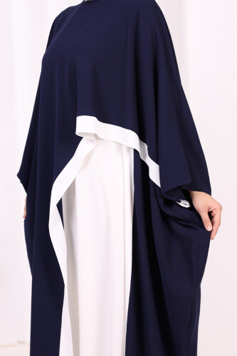 Şeritli Yandan Yırtmaç Detay Uzun Tunik 2742 Lacivert - 10