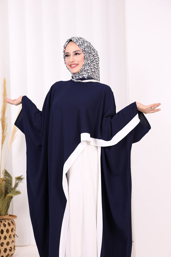 Şeritli Yandan Yırtmaç Detay Uzun Tunik 2742 Lacivert - 9