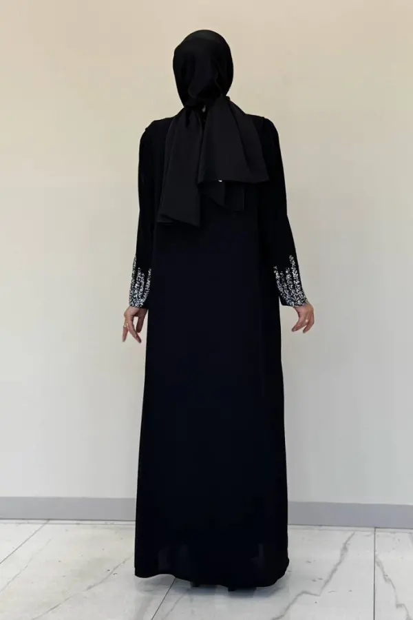 Taş İşleme Detaylı Yelekli Elbise Takım 3838 Siyah - 3