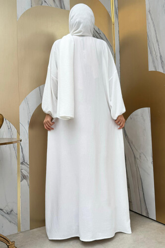 Şallı Namaz Elbisesi 3857 Ekru - Bym Fashion (1)