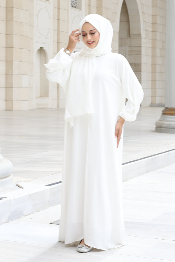 Şallı Namaz Elbisesi 3857 Ekru - 6