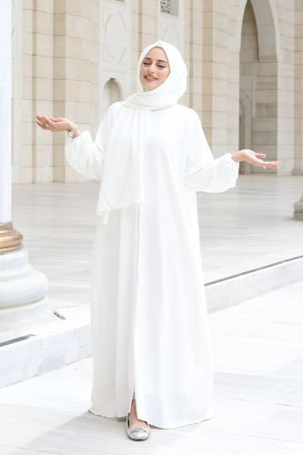 Şallı Namaz Elbisesi 3857 Ekru - 7