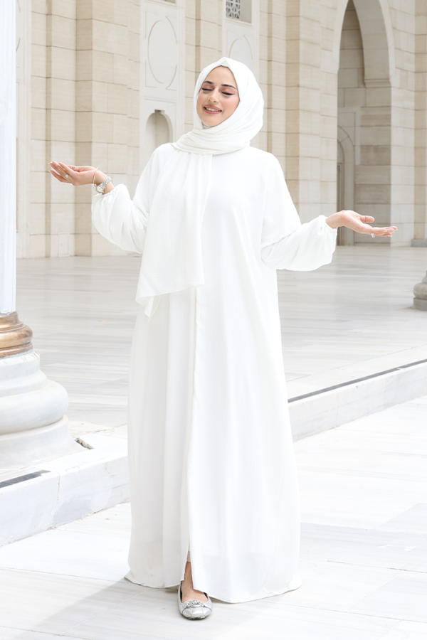 Şallı Namaz Elbisesi 3857 Ekru - 7
