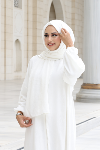 Şallı Namaz Elbisesi 3857 Ekru - 9