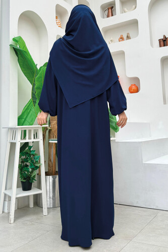 Şallı Namaz Elbisesi 3857 Lacivert - Bym Fashion (1)