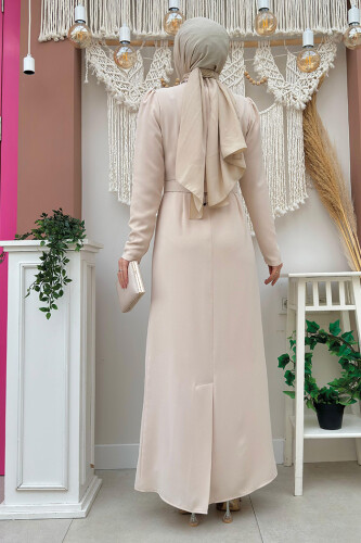 Taşlı Krep Dantel Elbise 3870 Taş - Bym Fashion (1)