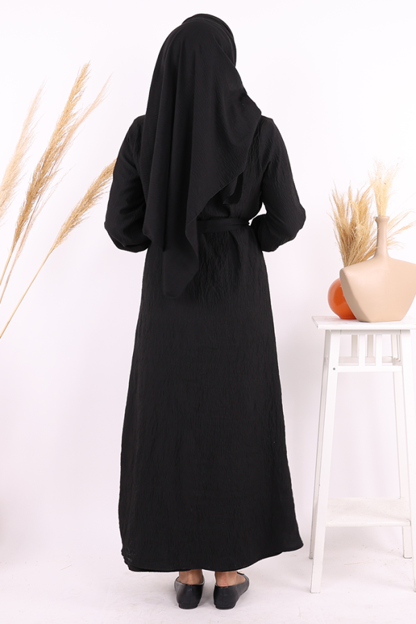 Şallı Elbiseli Abaya Takım 3883 Siyah - 7