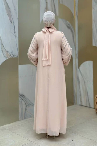 Taş Detaylı Abiye Elbise 3915 Taş - Bym Fashion (1)