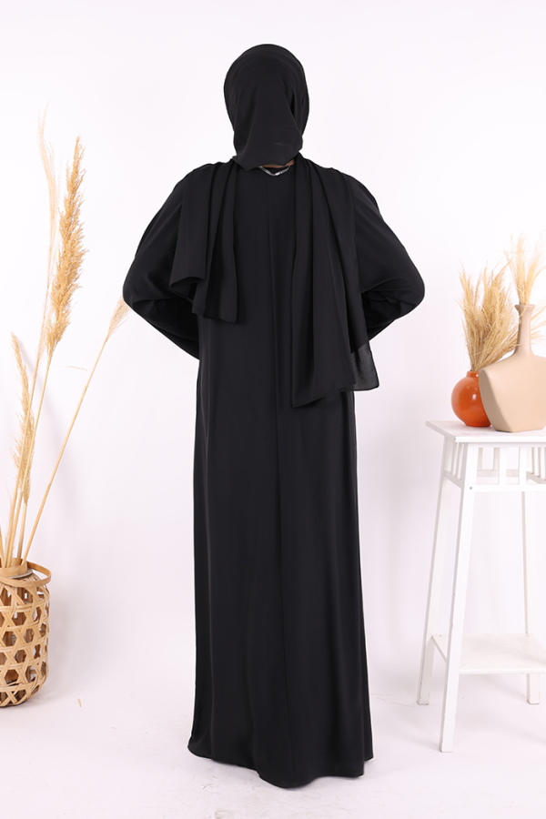 Taş Detaylı Fermuarlı Ferace 3918 Siyah-Gold - 8