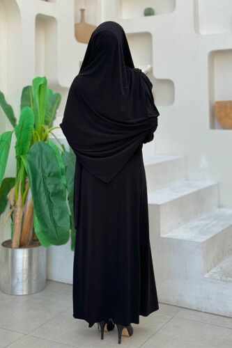 Şallı Drape Detaylı Sandy Elbise 3922 Siyah - Bym Fashion (1)