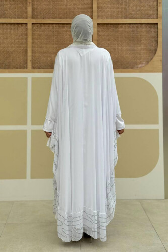 Taş Detaylı Abayalı Elbise Takım 3927 Ekru - Bym Fashion (1)