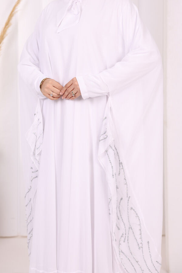 Taş Detaylı Abayalı Elbise Takım 3927 Ekru - 11